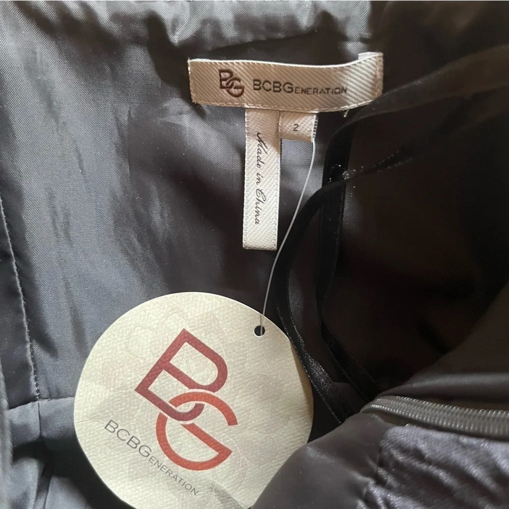 NWT BCBG Generation Sweeheart Gray Pleated Back Cocktail Strapless Minidress - Picture 7 of 9